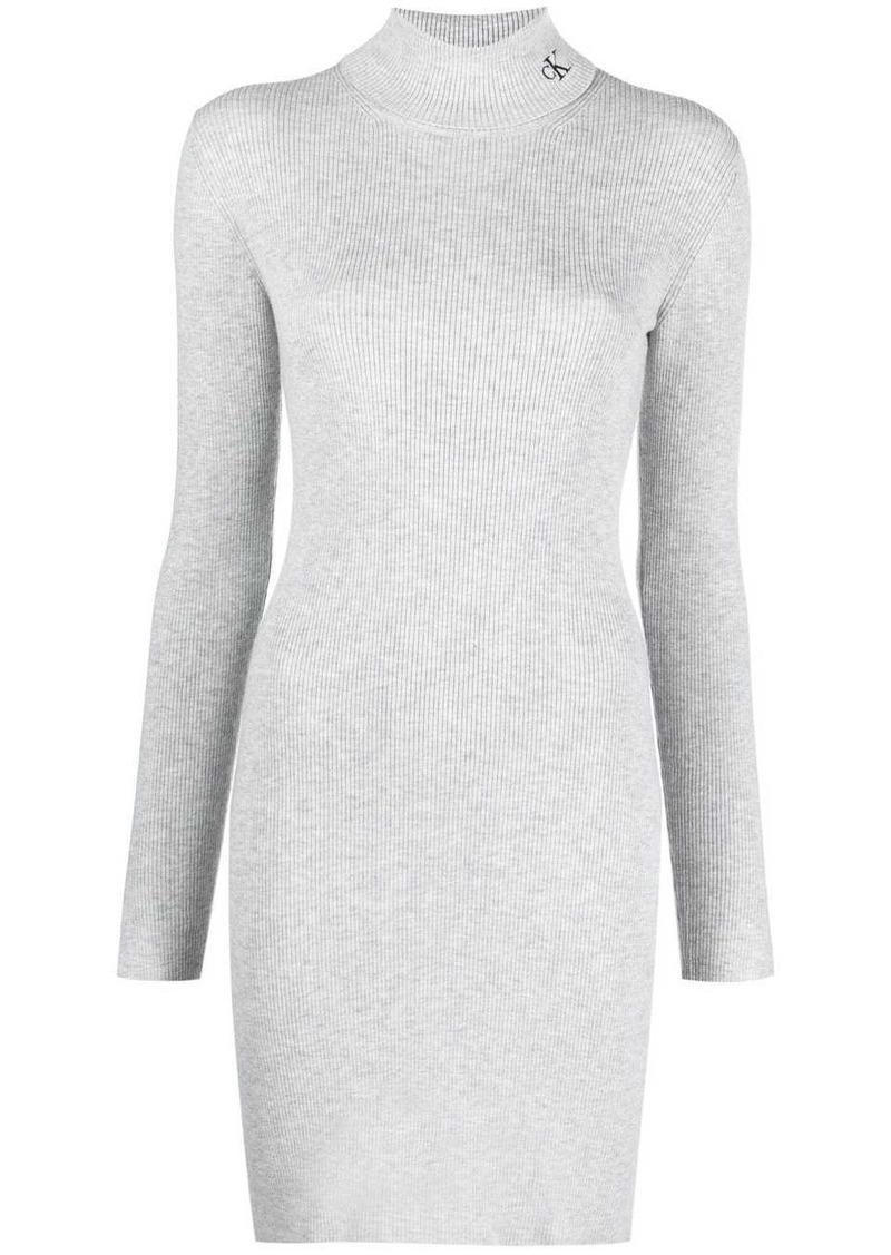 Calvin Klein embroidered-logo roll neck dress