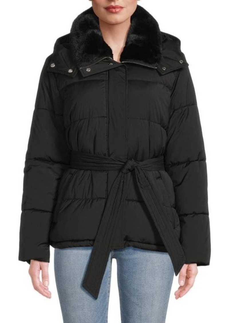 Calvin Klein Faux Fur Collar Hooded Puffer Jacket