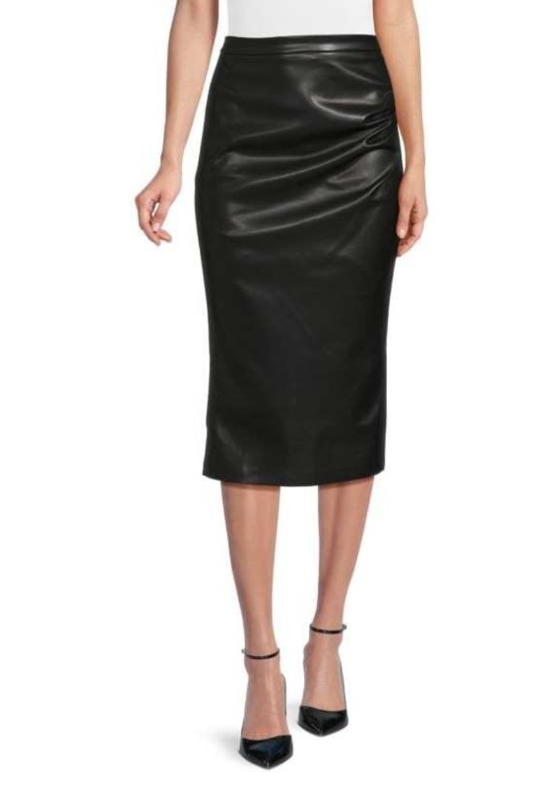 Calvin Klein Faux Leather Midi Sheath Skirt