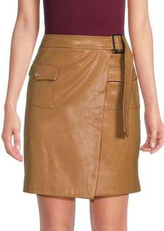 Calvin Klein Faux Leather Mini Wrap Skirt