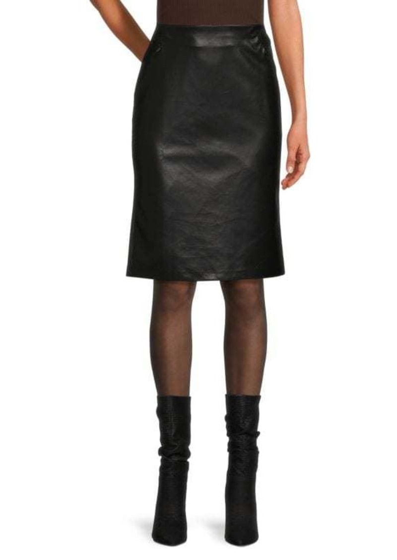 Calvin Klein Faux Leather Straight Skirt