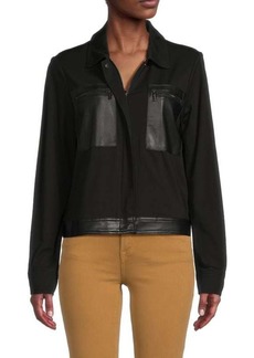 Calvin Klein Faux Leather Trim Zip Up Jacket