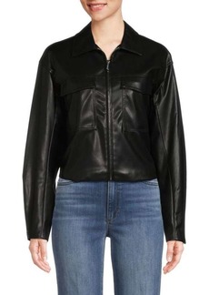 Calvin Klein Faux Leather Zip Biker Jacket