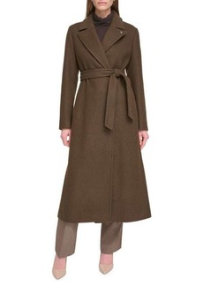 Calvin Klein Faux Wool Belted Wrap Coat