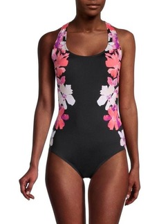 Calvin Klein Floral-Print Halterneck One-Piece Swimsuit