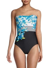 Calvin Klein Floral-Print Off-The-Shoulder One-Piece Swimsuit