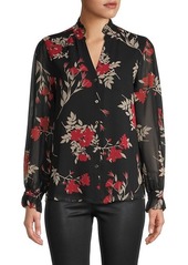 Calvin Klein Floral-Print Sheer Shirt