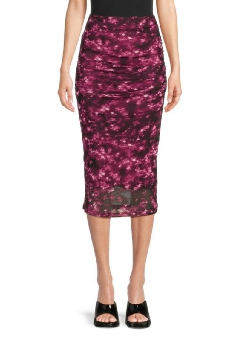 Calvin Klein Floral Ruched Midi Skirt