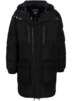 Calvin Klein high-shine hooded padded coat