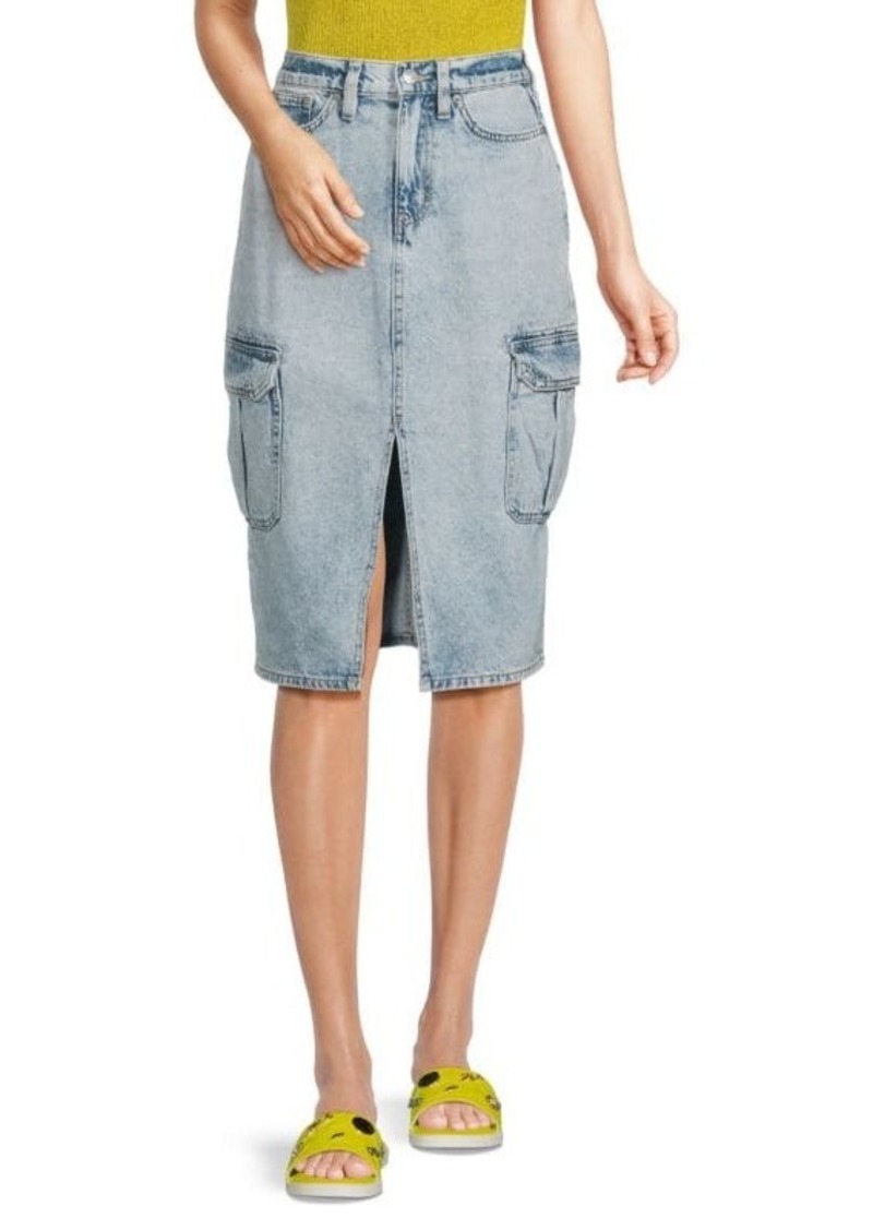 Calvin Klein High Waisted Denim Cargo Midi Skirt