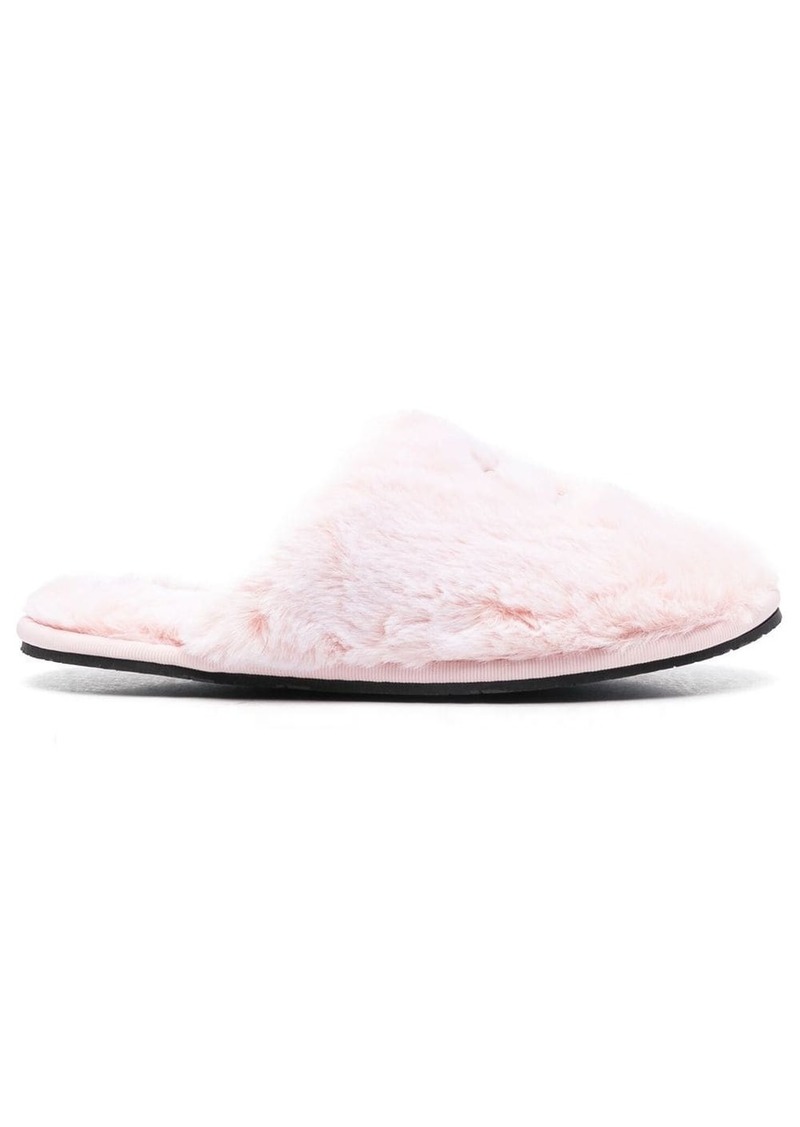 Calvin Klein logo appliqué faux-fur slippers