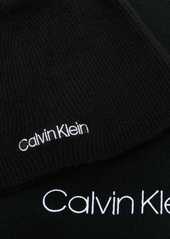 Calvin Klein logo-embroidered beanie and scarf set