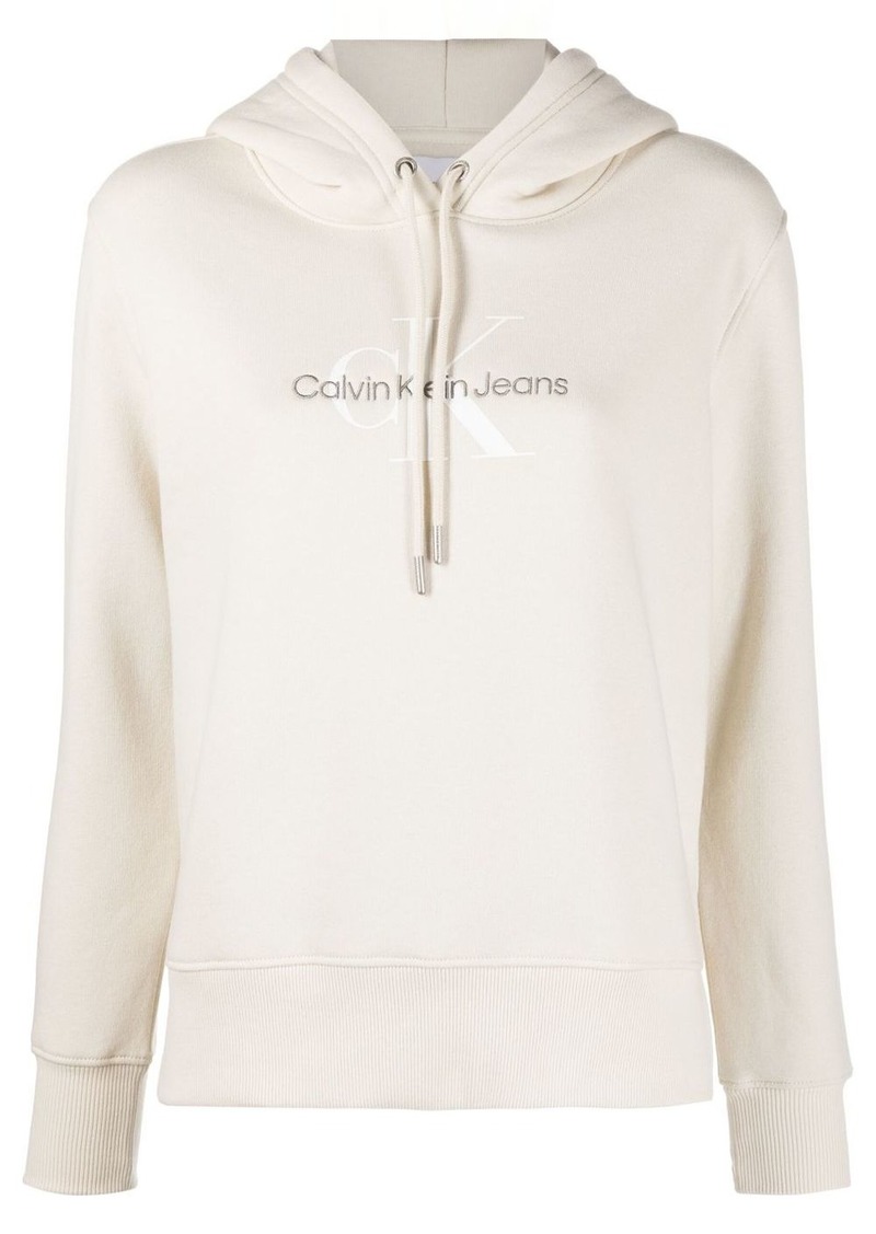 Calvin Klein logo-embroidered cotton hoodie