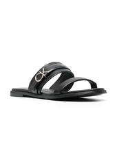 Calvin Klein logo-lettering flat leather sandals