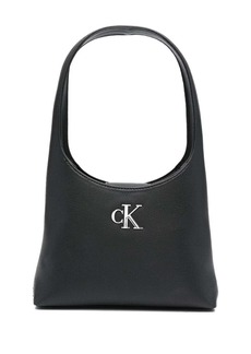 Calvin Klein logo-lettering grained shoulder bag