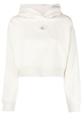 Calvin Klein logo-patch cropped hoodie