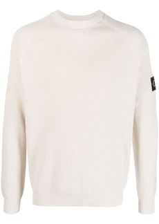 Calvin Klein logo-patch waffle-knit jumper
