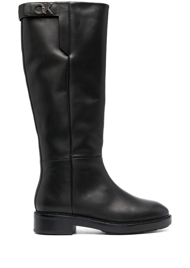 Calvin Klein logo-plaque knee-high boots