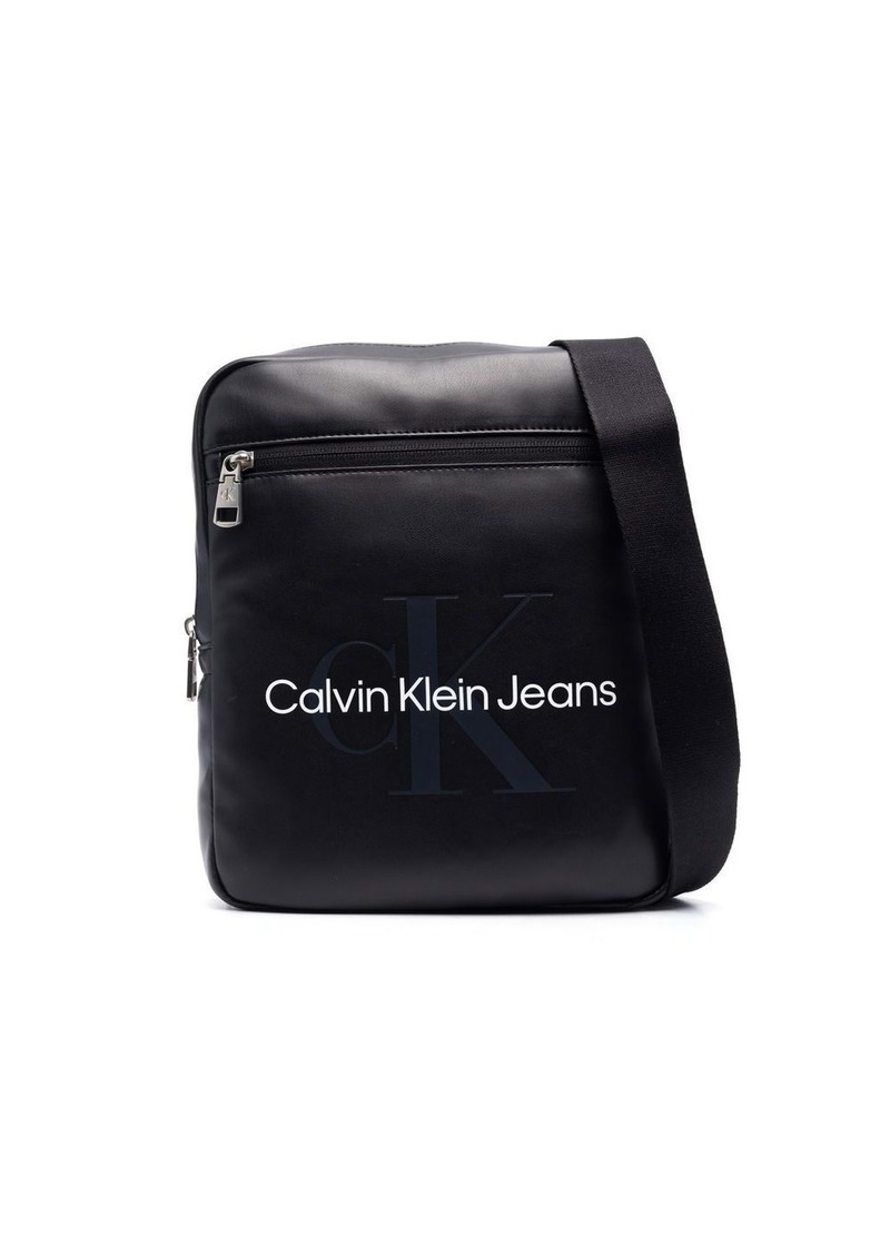 Calvin Klein logo-print leather crossbody bag