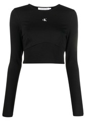 Calvin Klein logo-print long-sleeve cropped top