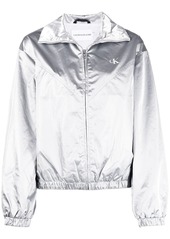 Calvin Klein logo-print metallic bomber jacket