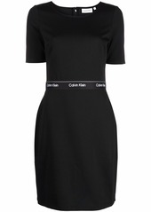 Calvin Klein logo-waistband bodycon dress