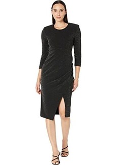 Calvin Klein Long Sleeve Ruched Midi Dress