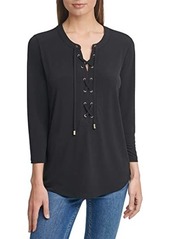 Calvin Klein Long Sleeve Top w/ Lace-Up Detail