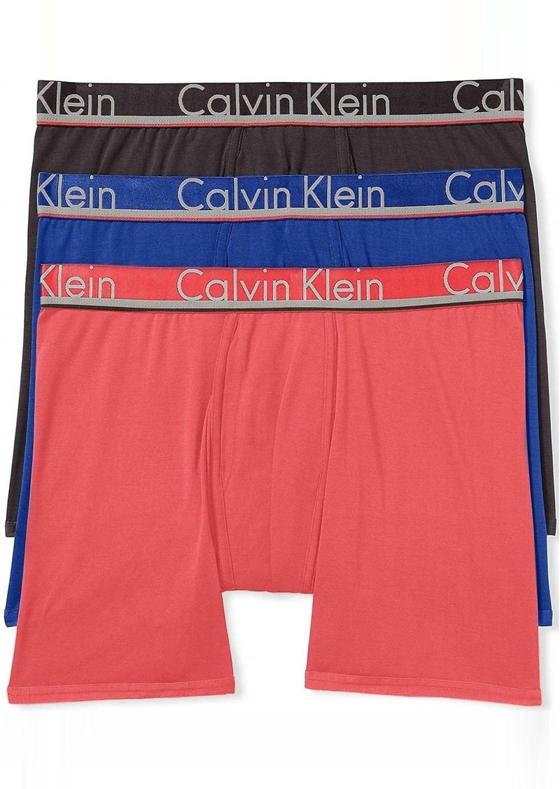 Calvin Klein Men's 3 Underwear Comfort Microfiber Boxer Briefs In Surf The Web/azalea/phantom