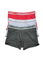 Calvin Klein Men's 3 Underwear Comfort Microfiber Trunks In Grey/red/green