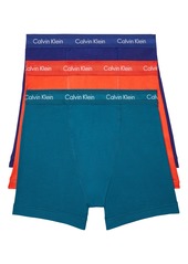 Calvin Klein 3-Pack Moisture Wicking Stretch Cotton Boxer Briefs in Orange/Blue/Turqoise at Nordstrom