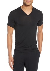 Calvin Klein Ultrasoft Stretch Modal V-Neck T-Shirt in Black at Nordstrom