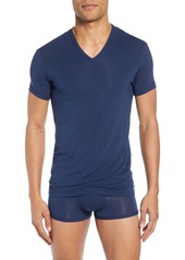 Calvin Klein Ultrasoft Stretch Modal V-Neck T-Shirt in Blue Shadow at Nordstrom