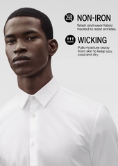 Calvin Klein Men's Slim-Fit Non-Iron Spread Collar Herringbone Dress Shirt - White