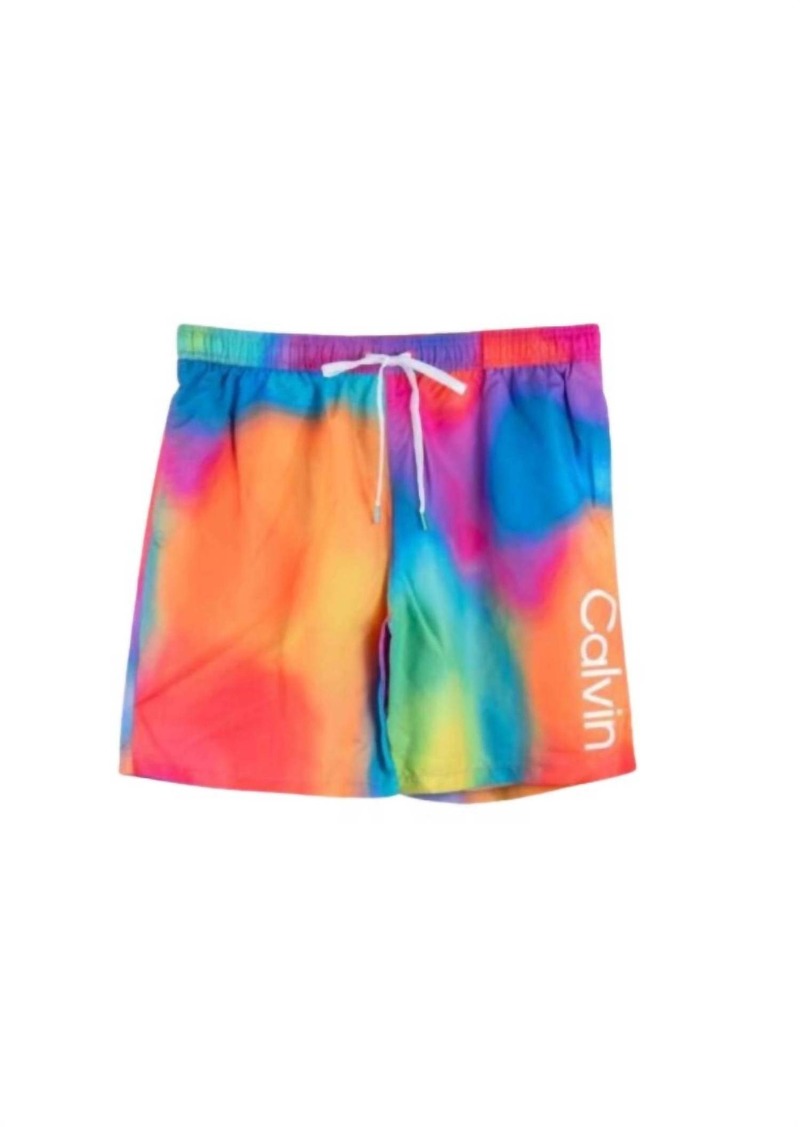 Calvin Klein Men's Standard Uv Protected Quick Dry Swim Trunk In Multi