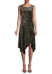 Calvin Klein Metallic Stripe Handkerchief-Hem Dress