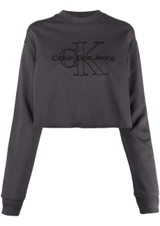 Calvin Klein monogram-embroidered cropped sweatshirt