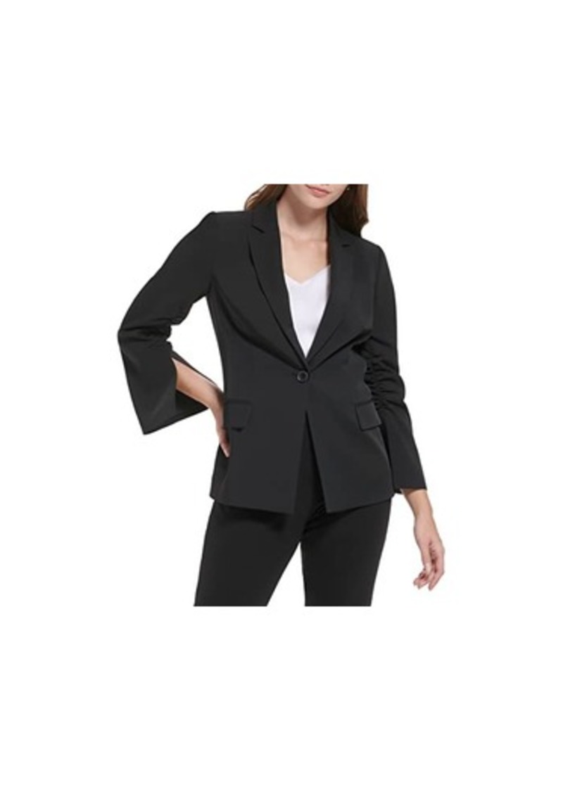 Calvin Klein One-Button Jacket with Ruched Sleeve