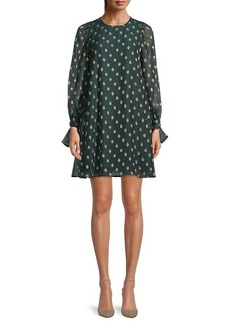 Calvin Klein Pattern Tie-Cuff Shift Dress