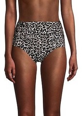 Calvin Klein Pleated Animal-Print Bikini Bottom
