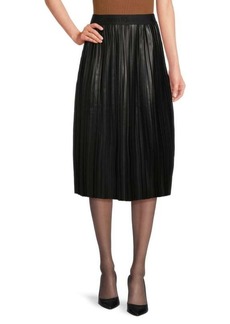 Calvin Klein Pleated Faux Leather Midi Skirt