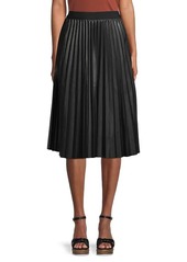 Calvin Klein Pleated Faux Leather Skirt