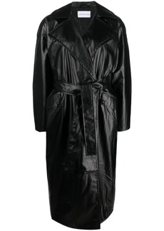 Calvin Klein polished-effect tied trench coat