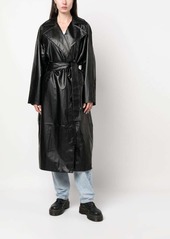 Calvin Klein polished-effect tied trench coat