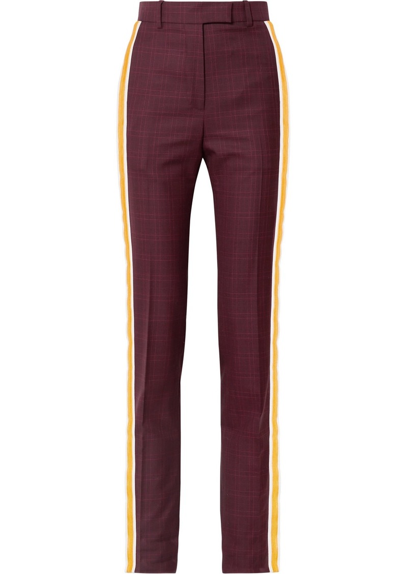 Calvin Klein Prince Of Wales Checked Wool And Silk-blend Straight-leg Pants