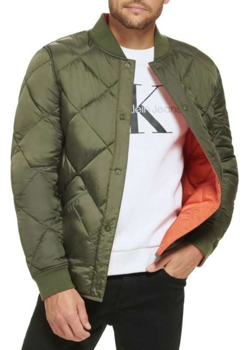 Calvin Klein Reversible Quilted Snap Front Bomber