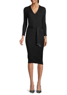 Calvin Klein ​Rib-Knit Tie-Front Sweater Dress