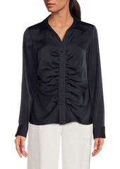 Calvin Klein Ruched Button Front Blouse