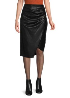 Calvin Klein Ruched Faux Leather Pencil Skirt