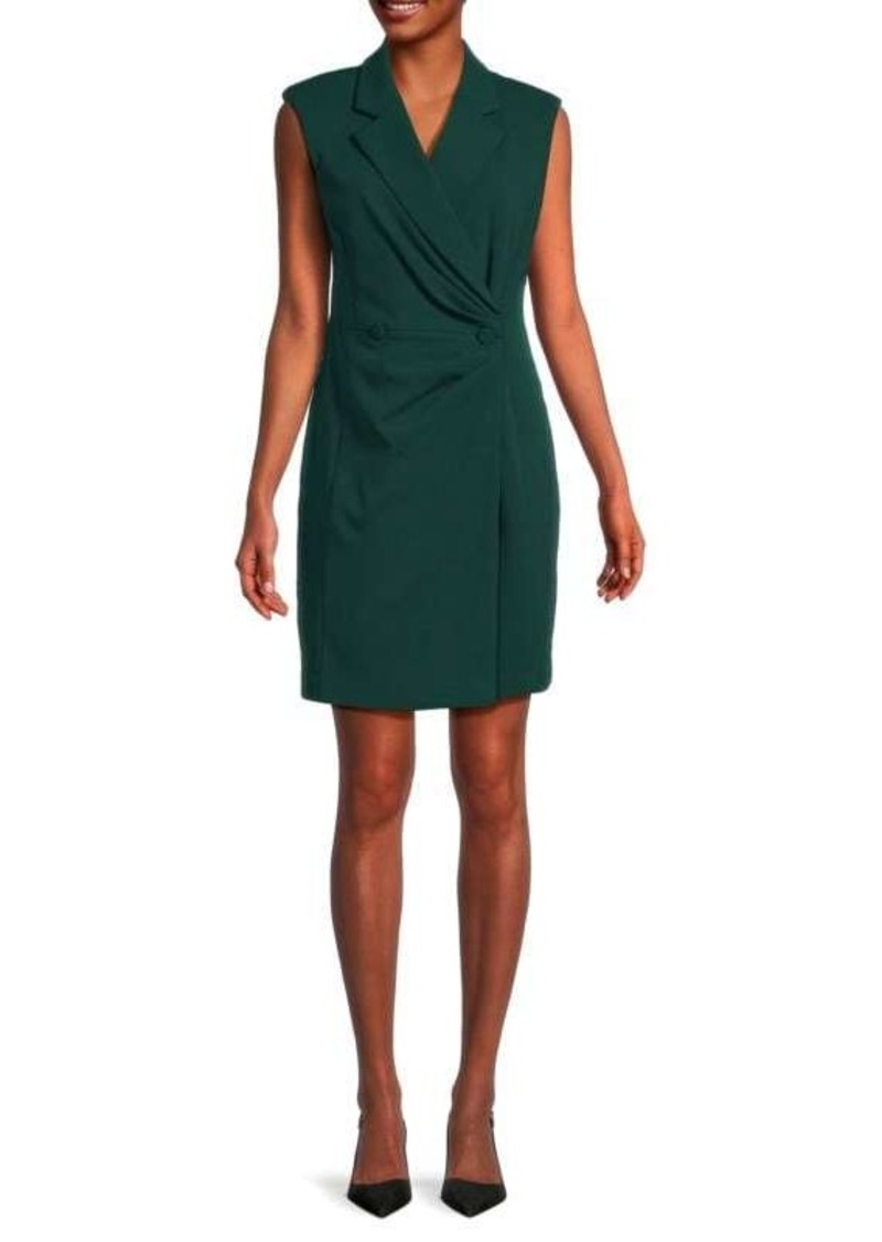 Calvin Klein Ruched Sleeveless Mini Blazer Dress